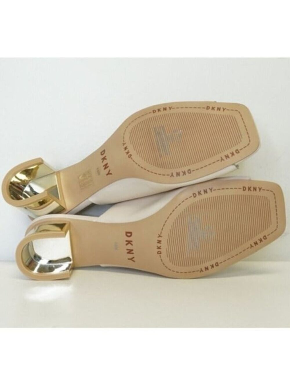 Stone Open Toe Mules Leather with Gold | DKNY | 8.5 | SKU204 - Picture 2 of 6